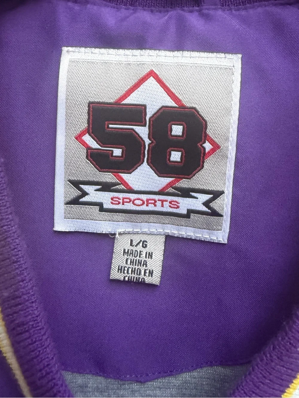 Vintage 58 Sports LSU Tigers Large V-Neck Purple & Gold Embroidered Pullover F8